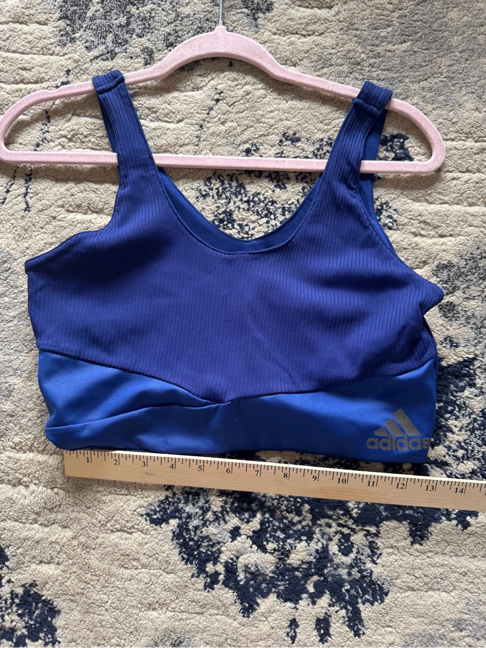 adidas Blue Ribbed Sports Bra